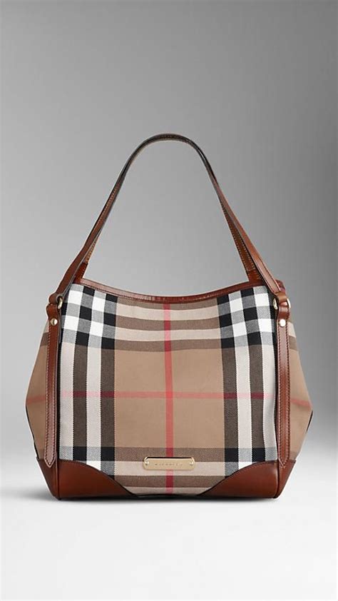 burberry house check bum bag|Burberry checked canvas tote bag.